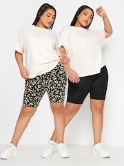 Yours Curve Black Cycle Shorts 2 Pack - Image 1 of 5