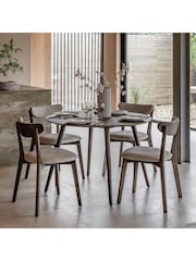 Gallery Home Dark Wood Temara Oak Style 4 Seater Round Dining Table - Image 1 of 5