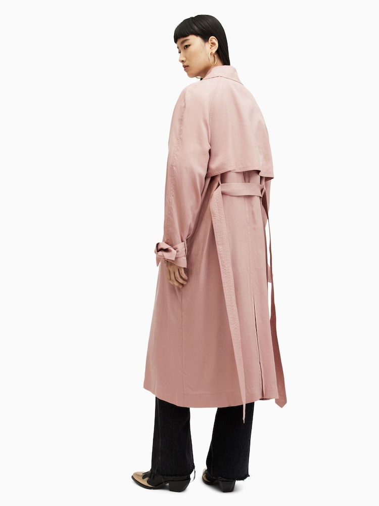 AllSaints Pink Kikki Trench Coat - Image 2 of 7