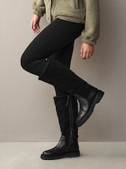 Black Leather Forever Comfort® Borg Lined Knee High Boots - Image 1 of 8