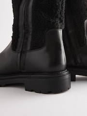 Black Leather Forever Comfort® Borg Lined Knee High Boots - Image 7 of 8