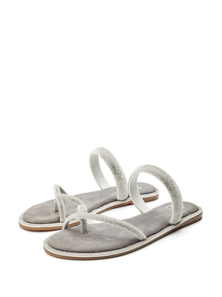 Moda in Pelle Ottie Toe Loop Glitz Sliders - Image 2 of 4