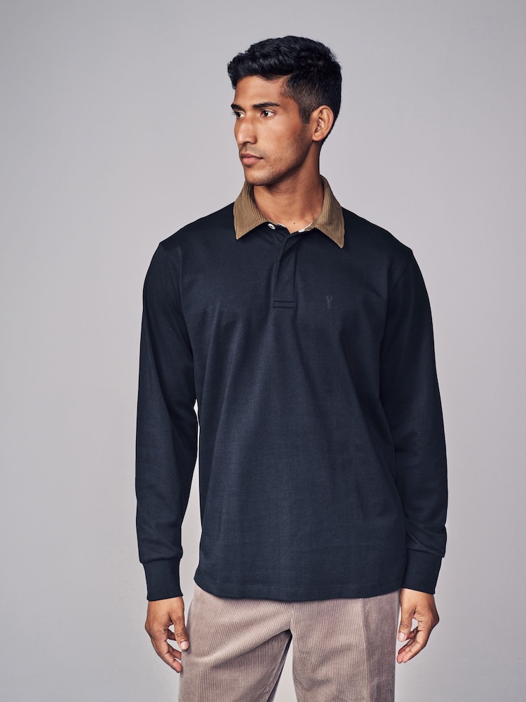 Navy Blue Long Sleeve Rugby Shirt - Image 1 of 7