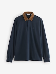 Navy Blue Long Sleeve Rugby Shirt - Image 5 of 7