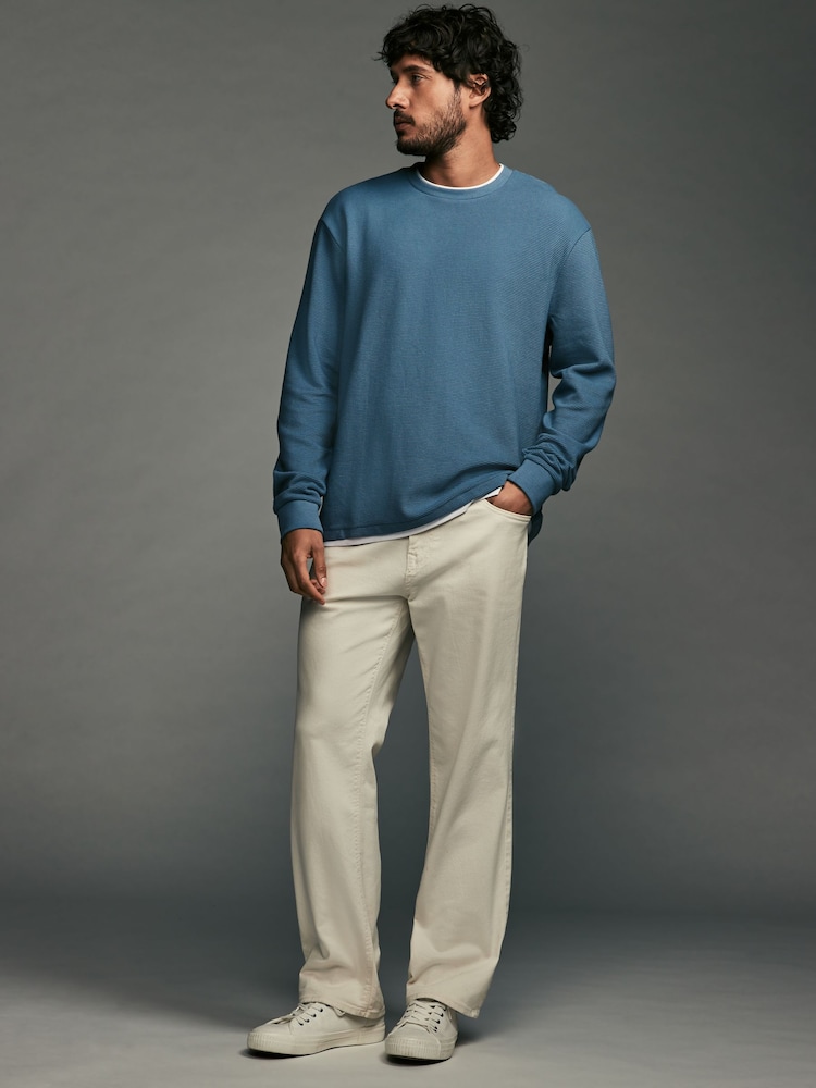 Blue Texture Long Sleeve Mock Layer Jumper - Image 3 of 6