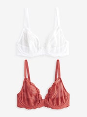 Blanc/Rouille - Soutien-gorge en dentelle DD+ 2 Pack - Image 6 of 10