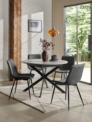 Monza Faux Leather Dark Grey Set of Arona Faux Leather Sawyer Dining Chairs and Extending Dining Table - Image 1 of 12