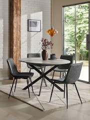 Monza Faux Leather Dark Grey Set of Arona Faux Leather Sawyer Dining Chairs and Extending Dining Table - Image 3 of 12