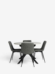 Monza Faux Leather Dark Grey Set of Arona Faux Leather Sawyer Dining Chairs and Extending Dining Table - Image 6 of 12