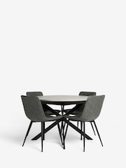 Monza Faux Leather Dark Grey Set of Arona Faux Leather Sawyer Dining Chairs and Extending Dining Table - Image 7 of 12