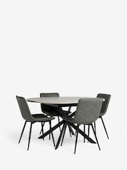 Monza Faux Leather Dark Grey Set of Arona Faux Leather Sawyer Dining Chairs and Extending Dining Table - Image 8 of 12