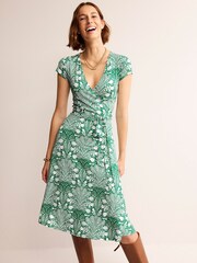 Boden Green Petite Joanna Cap Sleeve Wrap Dress - Image 4 of 5