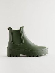 Khaki Green Faux Fur Lined Ankle Wellies - Image 5 of 9