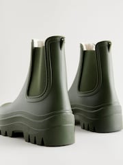 Khaki Green Faux Fur Lined Ankle Wellies - Image 9 of 9