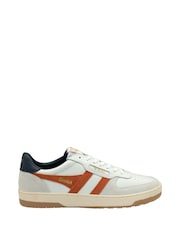 Gola White/Moody Orange/Navy Mens Hawk Leather Lace Up Trainers - Image 1 of 4