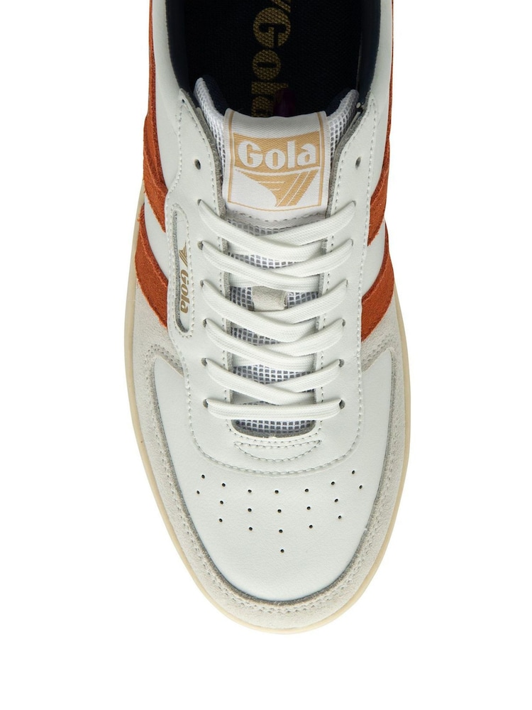 Gola White/Moody Orange/Navy Mens Hawk Leather Lace Up Trainers - Image 4 of 4