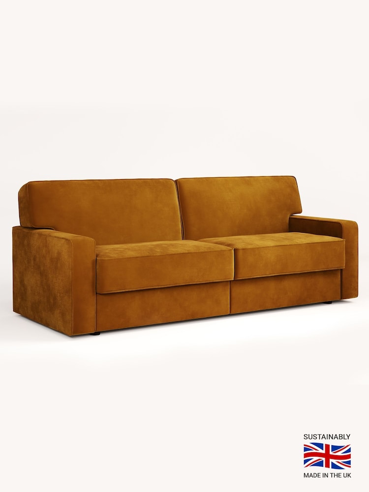 Jay-Be Luxe Velvet Saffron Yellow Linea 4 Seater Sofa Bed - Image 2 of 6