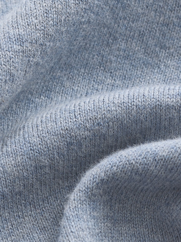 Light Blue Marl Regular Fit Knitted Long Sleeve Polo Shirt - Image 8 of 9