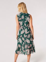 Apricot Pink Inky Floral Chiffon Wrap Dress - Image 4 of 4