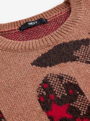 بني - Western Cowboy Boot Graphic Knitted Jumper - صورة 8 من 9