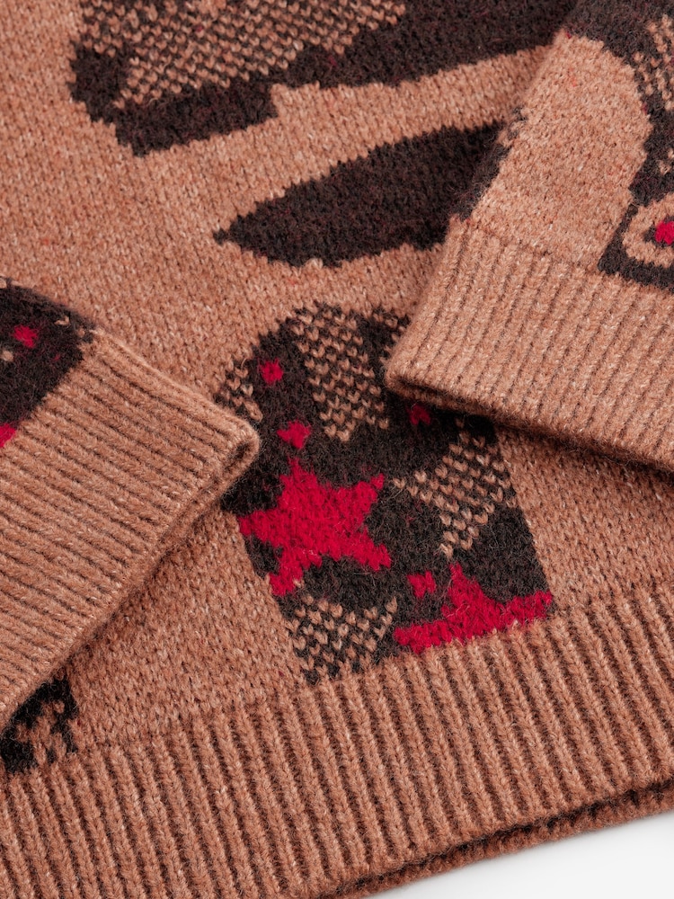 بني - Western Cowboy Boot Graphic Knitted Jumper - صورة 9 من 9