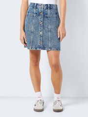 NOISY MAY Blue 100% Cotton Cargo Utility Pocket Denim Mini Skirt - Image 1 of 4