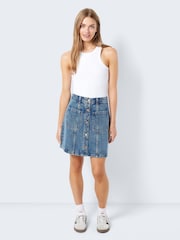 NOISY MAY Blue 100% Cotton Cargo Utility Pocket Denim Mini Skirt - Image 2 of 4