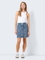 NOISY MAY Blue 100% Cotton Cargo Utility Pocket Denim Mini Skirt - Image 3 of 4