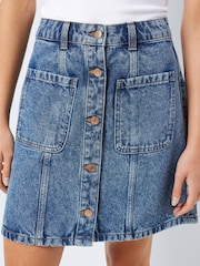 NOISY MAY Blue 100% Cotton Cargo Utility Pocket Denim Mini Skirt - Image 4 of 4
