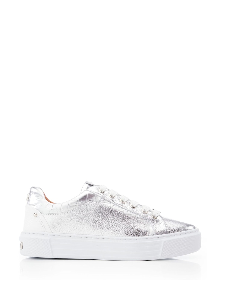 Plateado - Moda in Pelle Arabeller Lace-Up Trainers With Eyelets - Imagen 2 de 6