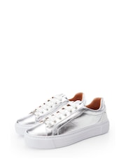 Plateado - Moda in Pelle Arabeller Lace-Up Trainers With Eyelets - Imagen 3 de 6