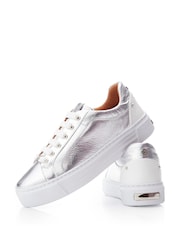 Plateado - Moda in Pelle Arabeller Lace-Up Trainers With Eyelets - Imagen 5 de 6
