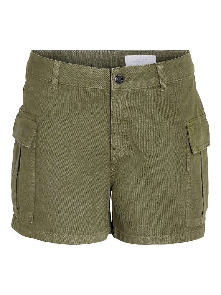 NOISY MAY Green Mom 100% Cotton Denim Cargo Shorts - Image 1 of 4