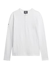 Superdry White 100% Cotton Long Sleeve Jersey Grandad Top - Image 2 of 5