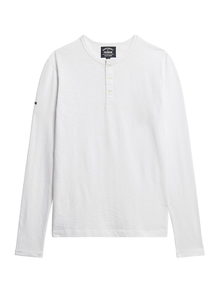 Superdry White 100% Cotton Long Sleeve Jersey Grandad Top - Image 2 of 5 Superdry White 100% Cotton Long Sleeve Jersey Grandad Top - Image 2 of 5