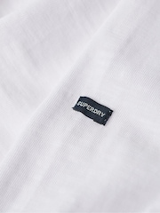 Superdry White 100% Cotton Long Sleeve Jersey Grandad Top - Image 4 of 5
