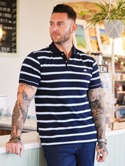 Raging Bull Blue Triple Stripe Birdseye 100% Cotton Polo Shirt - Image 1 of 10