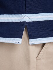 Raging Bull Blue Triple Stripe Birdseye 100% Cotton Polo Shirt - Image 6 of 10