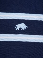 Raging Bull Blue Triple Stripe Birdseye 100% Cotton Polo Shirt - Image 8 of 10
