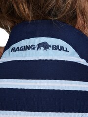 Raging Bull Blue Triple Stripe Birdseye 100% Cotton Polo Shirt - Image 9 of 10