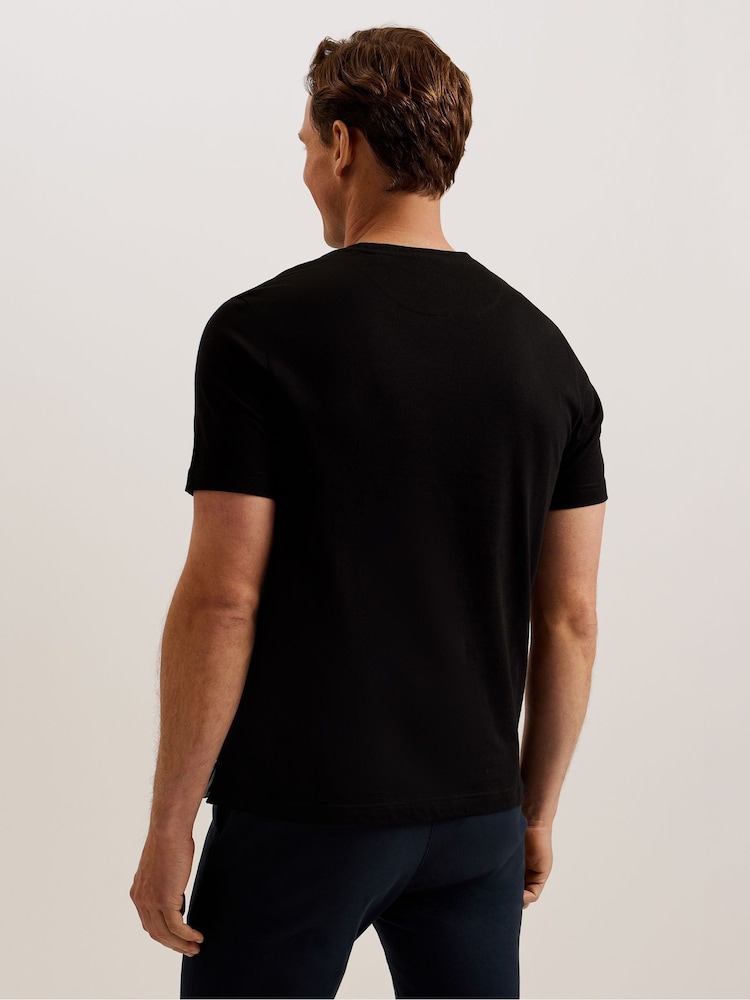 Ted Baker Black 100% Cotton Ranber Short Sleeve Regular Branded T-Shirt - Image 2 of 4