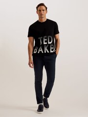 Ted Baker Black 100% Cotton Ranber Short Sleeve Regular Branded T-Shirt - Image 3 of 4