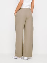 PixieGirl Petite Brown Contrast Waist Wide Leg Trousers - Image 3 of 5