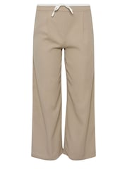 PixieGirl Petite Brown Contrast Waist Wide Leg Trousers - Image 5 of 5