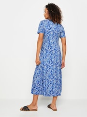 M&Co Blue Floral Print Twist Front Short Sleeve Dress - Image 3 of 5