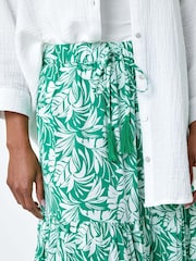Roman Green Floral Tiered Tassel Tie Midi Skirt - Image 5 of 5