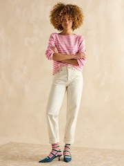 Joules Harbour Pink/White Boat Neck Breton Top - Image 3 of 7