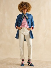 Joules Harbour Pink/White Boat Neck Breton Top - Image 4 of 7