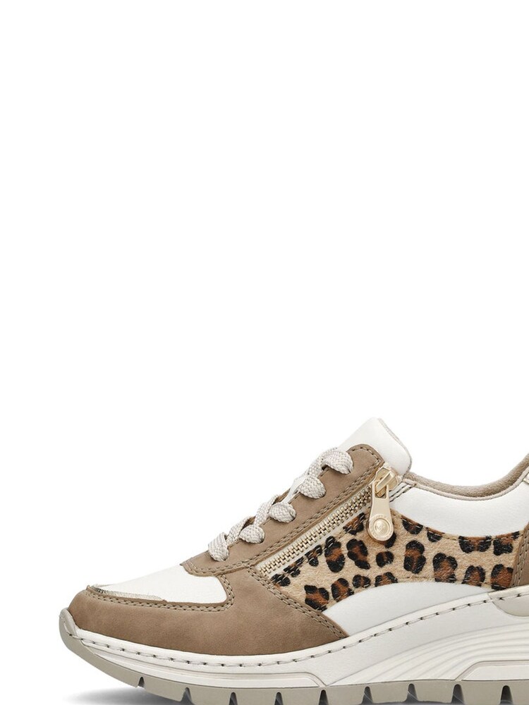 Rieker Womens Wide Fit Cream Zipper Trainers - Image 1 of 10
