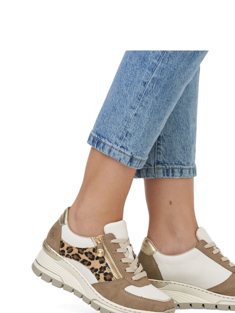 Rieker Womens Wide Fit Cream Zipper Trainers - Image 10 of 10